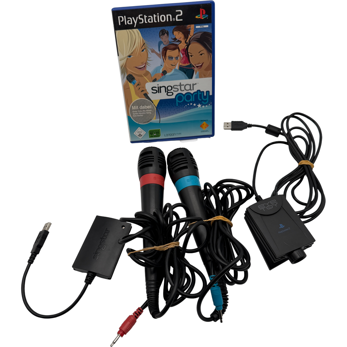 Singstar Party m. 2 Mikros und Eyetoy Kamera Bundle