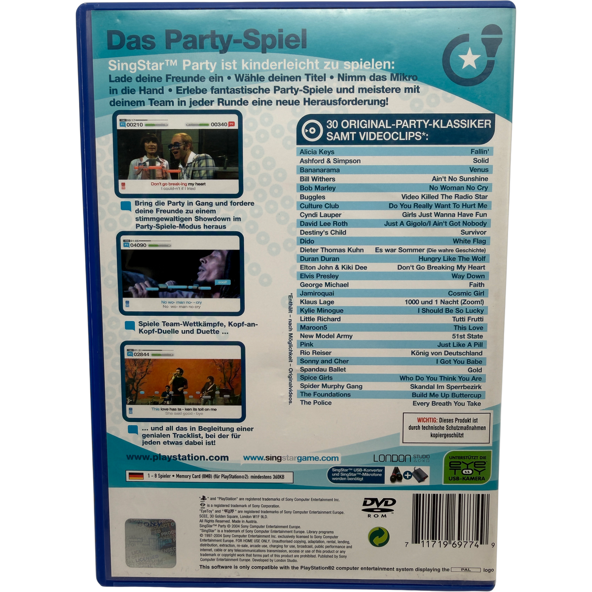 Singstar Party m. 2 Mikros und Eyetoy Kamera Bundle